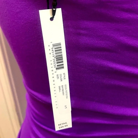 Susana‎ Monaco Cutout Ruched Sleeveless Top Womens Small Purple Stretchy NWT - Picture 7 of 11